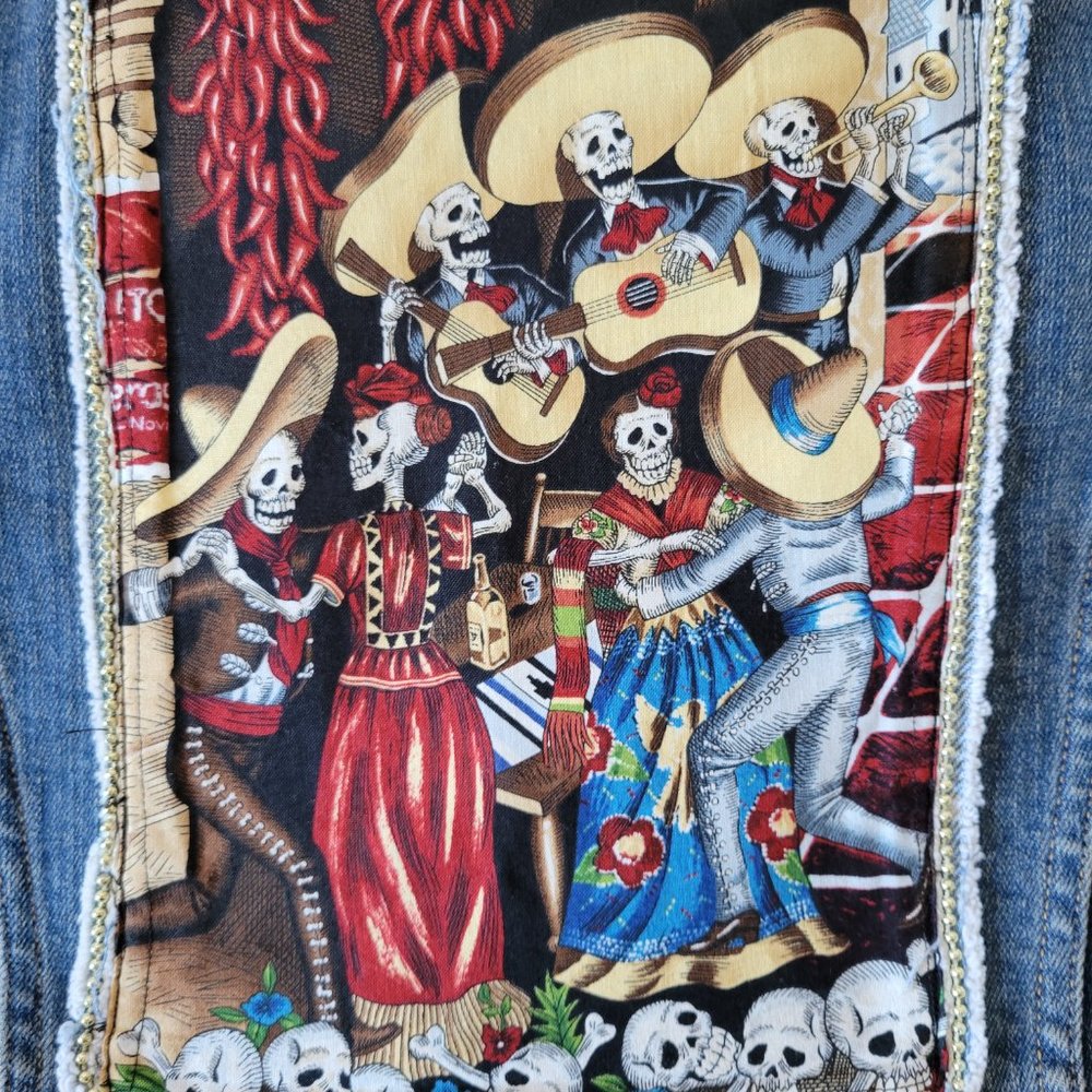 Women’s Jean Jacket. S, Gear for Sports. Day of the Dead vintage, unique.  EUC - Picture 6 of 8